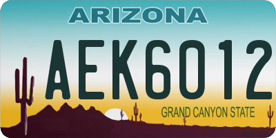 AZ license plate AEK6012