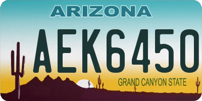 AZ license plate AEK6450