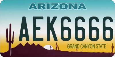 AZ license plate AEK6666