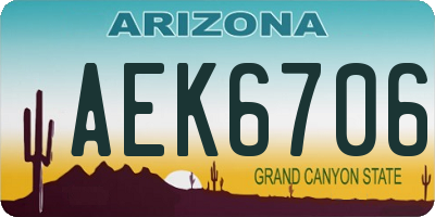 AZ license plate AEK6706