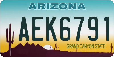 AZ license plate AEK6791
