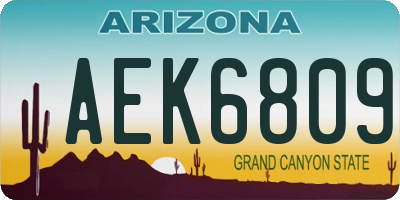 AZ license plate AEK6809