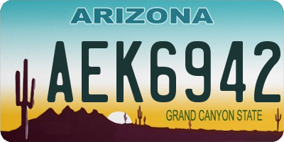 AZ license plate AEK6942