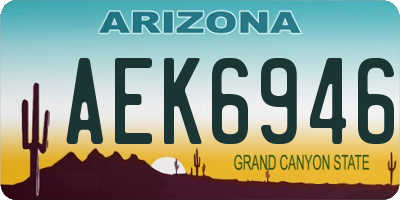 AZ license plate AEK6946