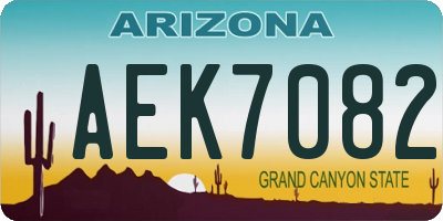 AZ license plate AEK7082