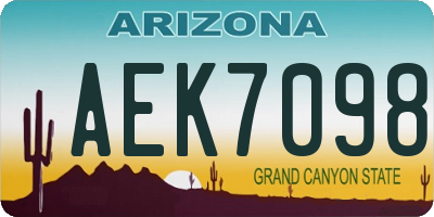 AZ license plate AEK7098