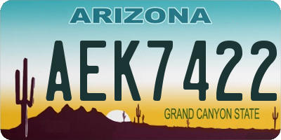 AZ license plate AEK7422