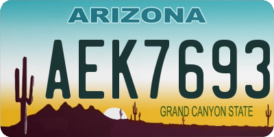 AZ license plate AEK7693