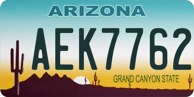 AZ license plate AEK7762
