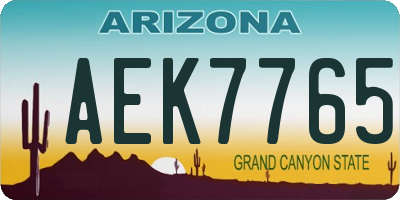 AZ license plate AEK7765