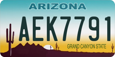 AZ license plate AEK7791