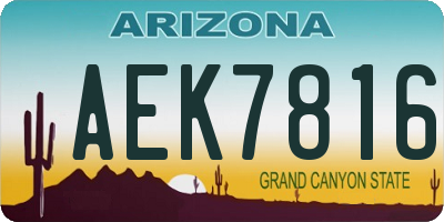 AZ license plate AEK7816