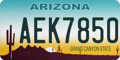AZ license plate AEK7850