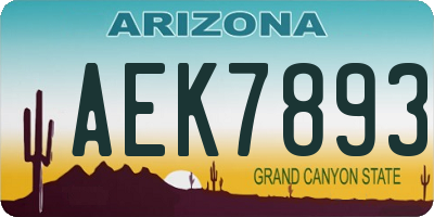 AZ license plate AEK7893