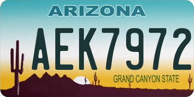 AZ license plate AEK7972