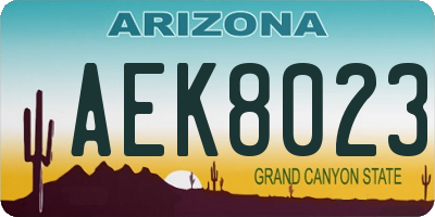 AZ license plate AEK8023
