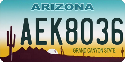 AZ license plate AEK8036