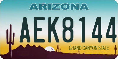 AZ license plate AEK8144