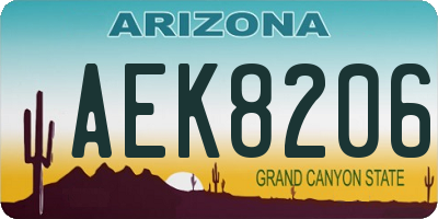 AZ license plate AEK8206