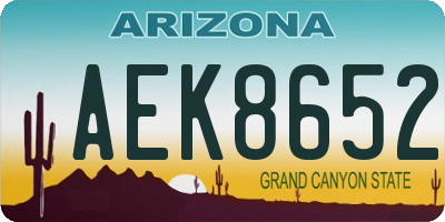 AZ license plate AEK8652