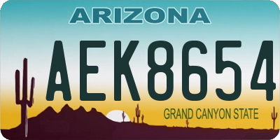 AZ license plate AEK8654