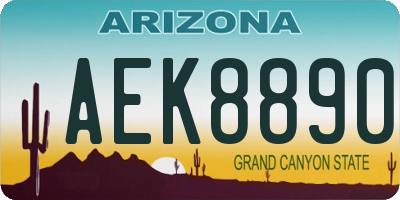 AZ license plate AEK8890