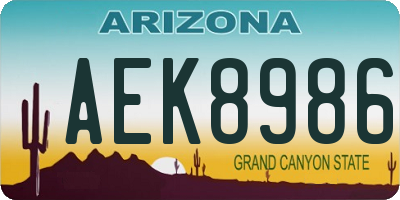 AZ license plate AEK8986