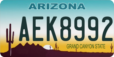 AZ license plate AEK8992