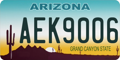 AZ license plate AEK9006