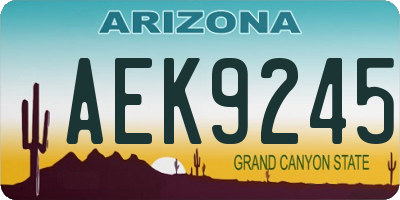 AZ license plate AEK9245