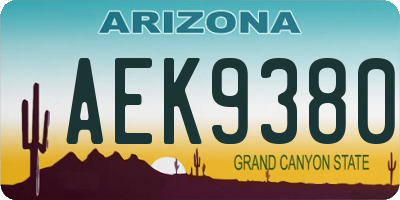 AZ license plate AEK9380