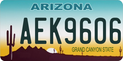 AZ license plate AEK9606