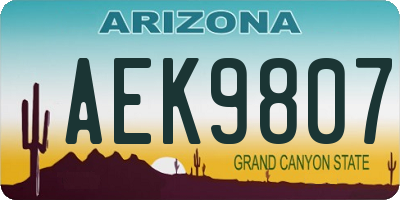 AZ license plate AEK9807