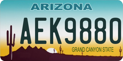 AZ license plate AEK9880