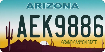 AZ license plate AEK9886