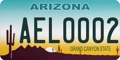 AZ license plate AEL0002