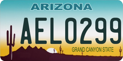 AZ license plate AEL0299