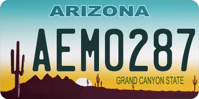 AZ license plate AEM0287