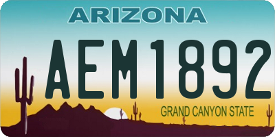 AZ license plate AEM1892