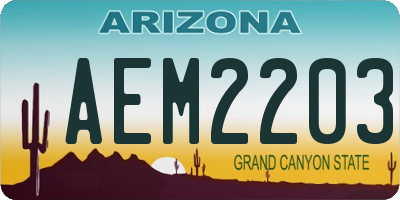 AZ license plate AEM2203