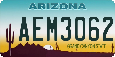 AZ license plate AEM3062