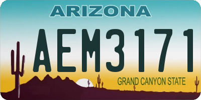 AZ license plate AEM3171