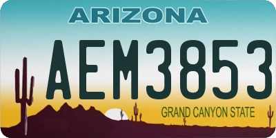 AZ license plate AEM3853