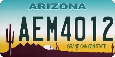 AZ license plate AEM4012