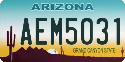AZ license plate AEM5031