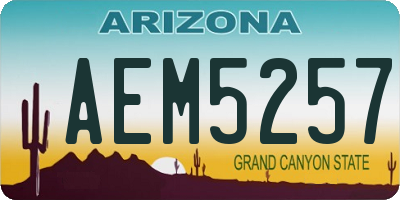 AZ license plate AEM5257