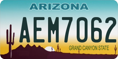 AZ license plate AEM7062
