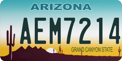 AZ license plate AEM7214