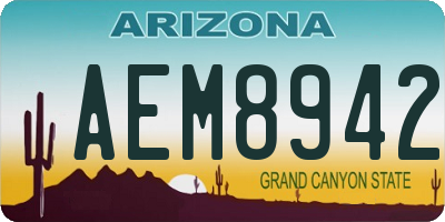AZ license plate AEM8942