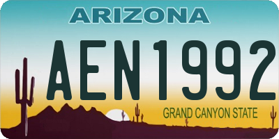AZ license plate AEN1992